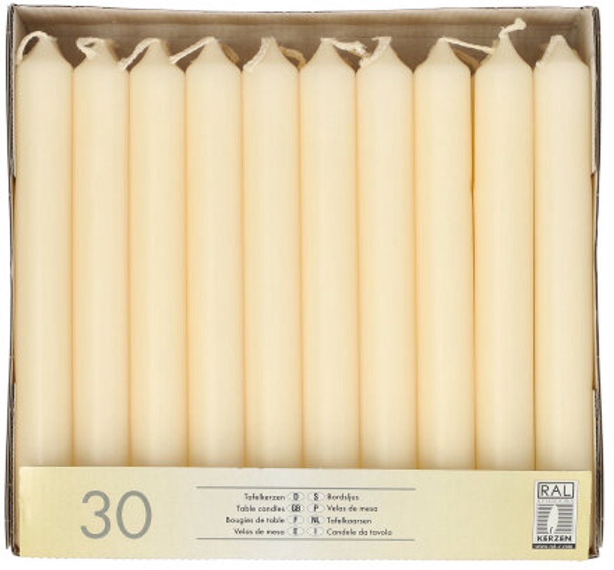 4x 30 Tafelkaarsen Ø 21 cm · 196 cm creme