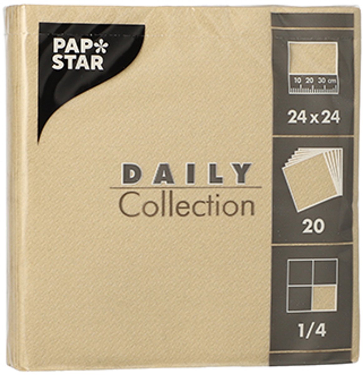 20x 20 Servetten DAILY Collection 1/4 vouw 24 cm x 24 cm zand