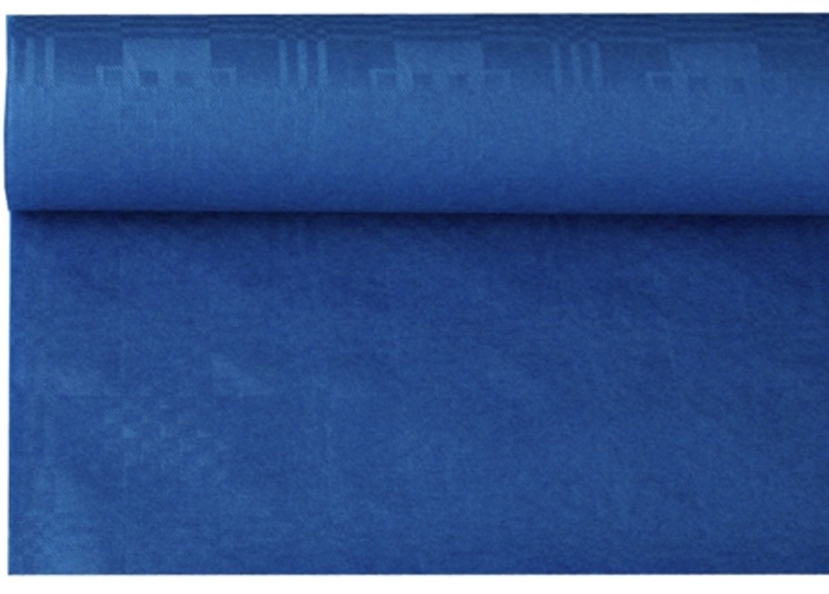 12x Tafelkleed papier met damastprint 8 m x 12 m donkerblauw