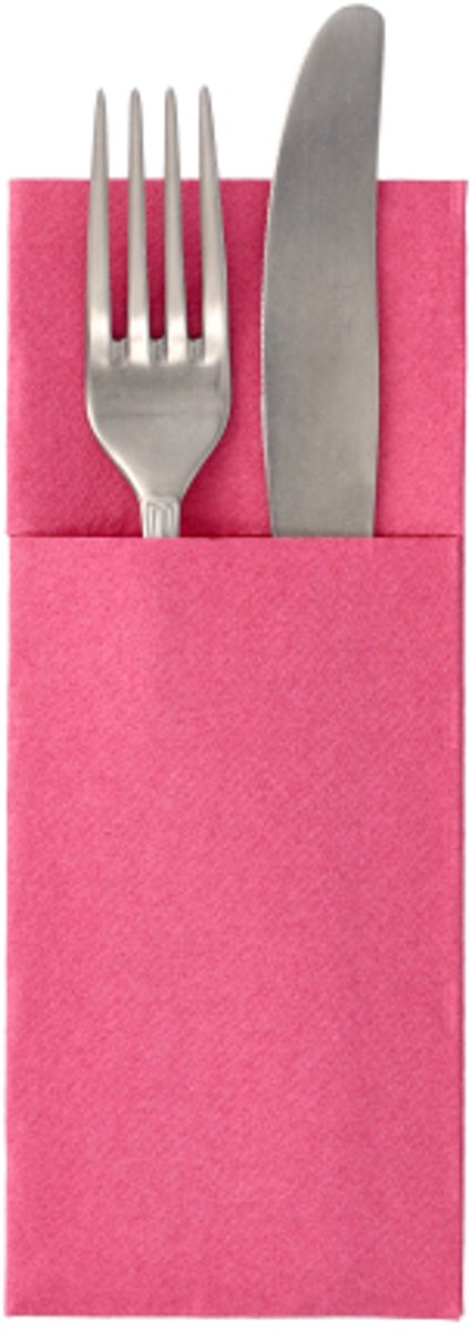6x 50 Servetten ROYAL Collection 40 cm x 30 cm fuchsia met bestekvouw