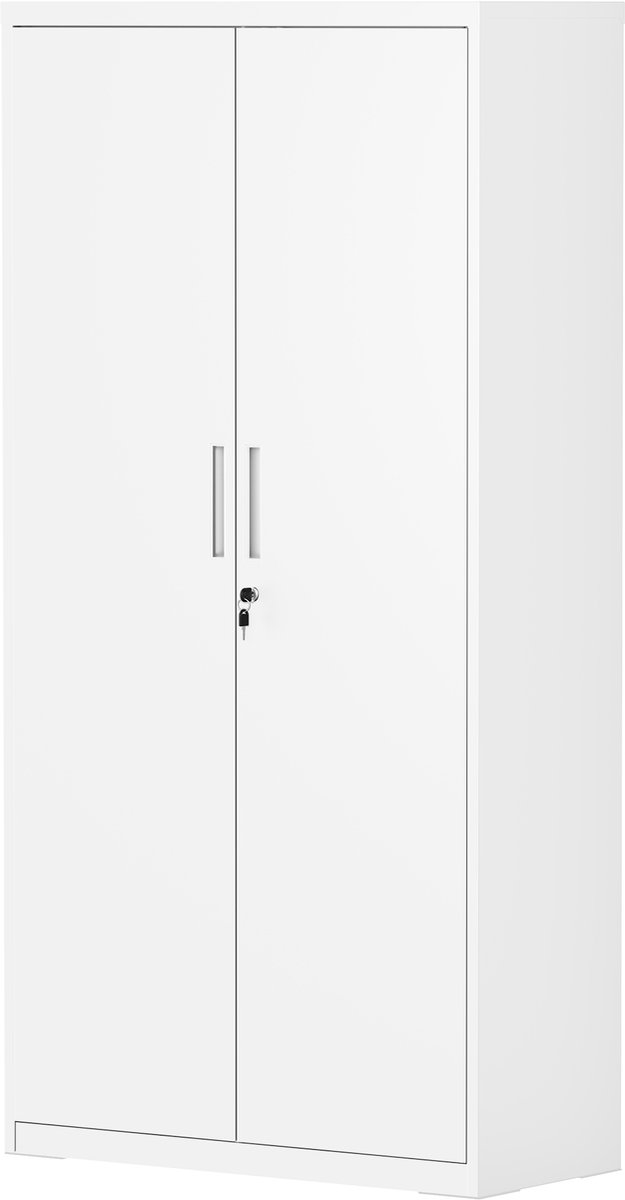 Songmics Archiefkast - Opbergkast van Staal - 5 Verstelbare Planken - Afsluitbaar - Voor Garage Kantoor Woonkamer Matwit