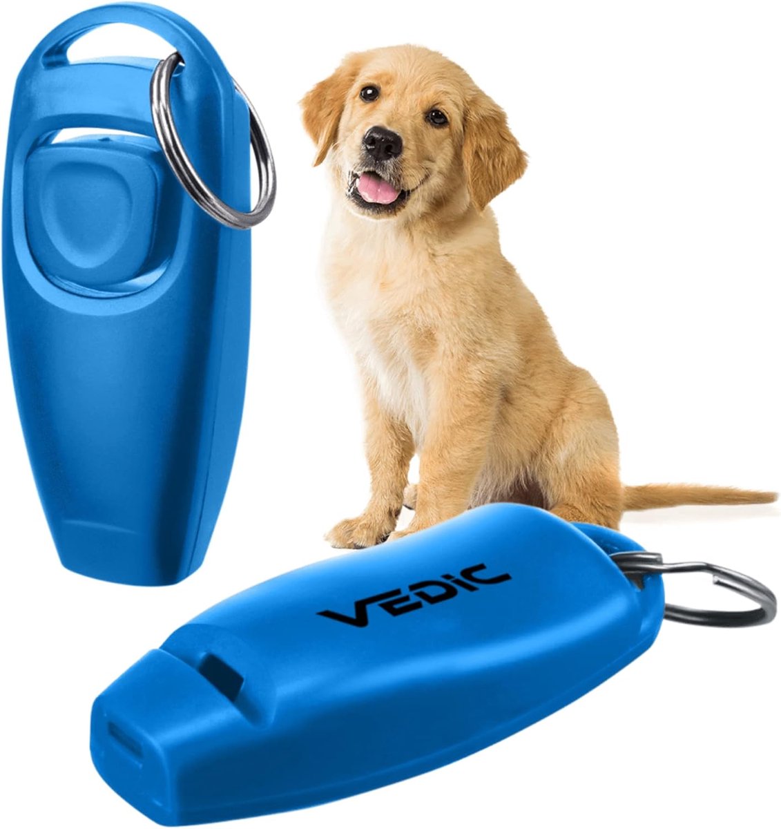 Honden Clicker - Trainingshulp - Gedrag Aanleren - Met Ingebouwde Fluit - Blauw