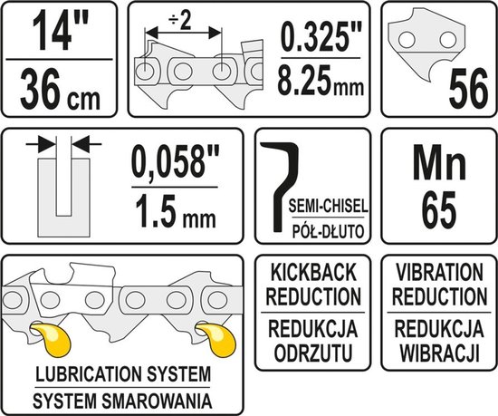 Yato YT-84940 - Zaagketting - 13 inch - 56 Schakels - Snelheid van Snijden van Merkloos	 — afbeelding 2