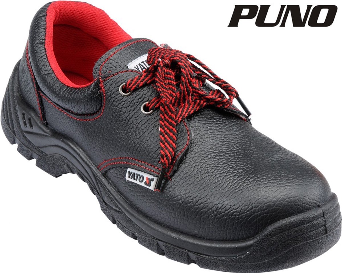 YATO YT-80541 - Professionele Lage Werkschoenen - Zwart Volnerfleer - Stalen Neus - Veiligheidsklasse SB