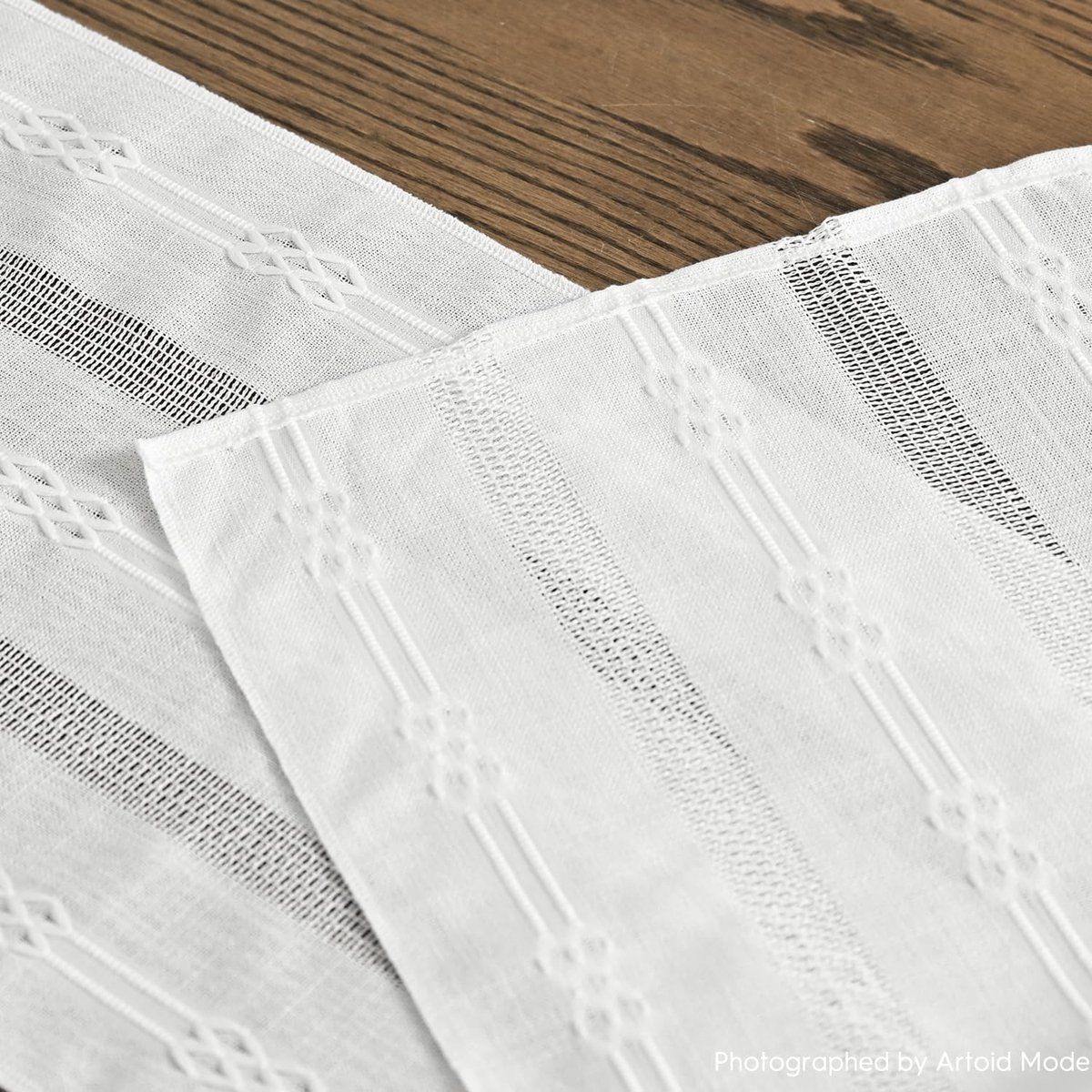 Tafelloper - Keukentextiel - Feestelijke Decoratie - Rustieke Boho Stijl - 33 x 143 cm - Wit