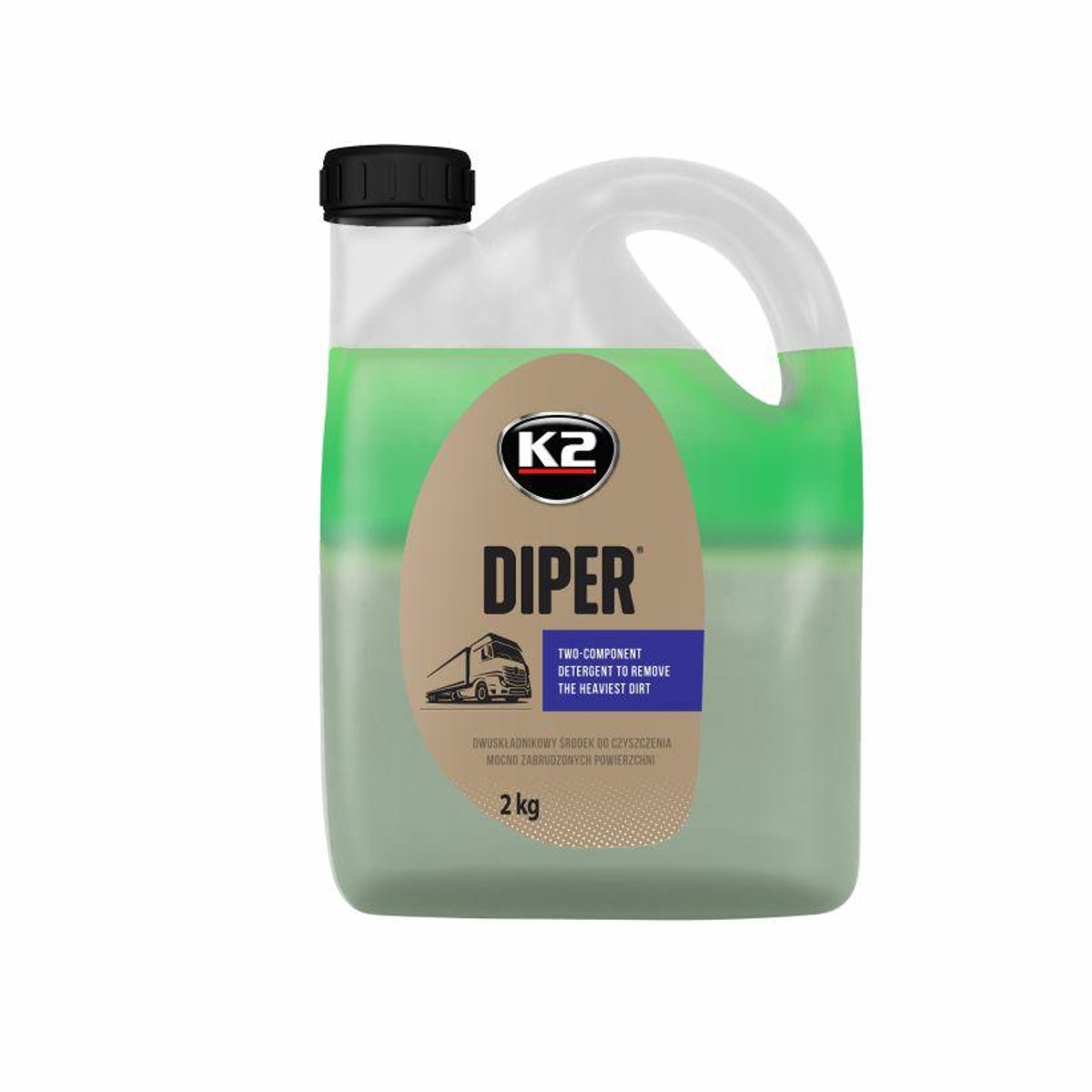 K2 Diper M804 Krachtige Twee-Componenten Reiniger - 2 kg - Alkalisch Concentraat - Voor Vrachtwagens, Motoren en Industrie - Verwijdert Vet, Olie en Verkeersvuil
