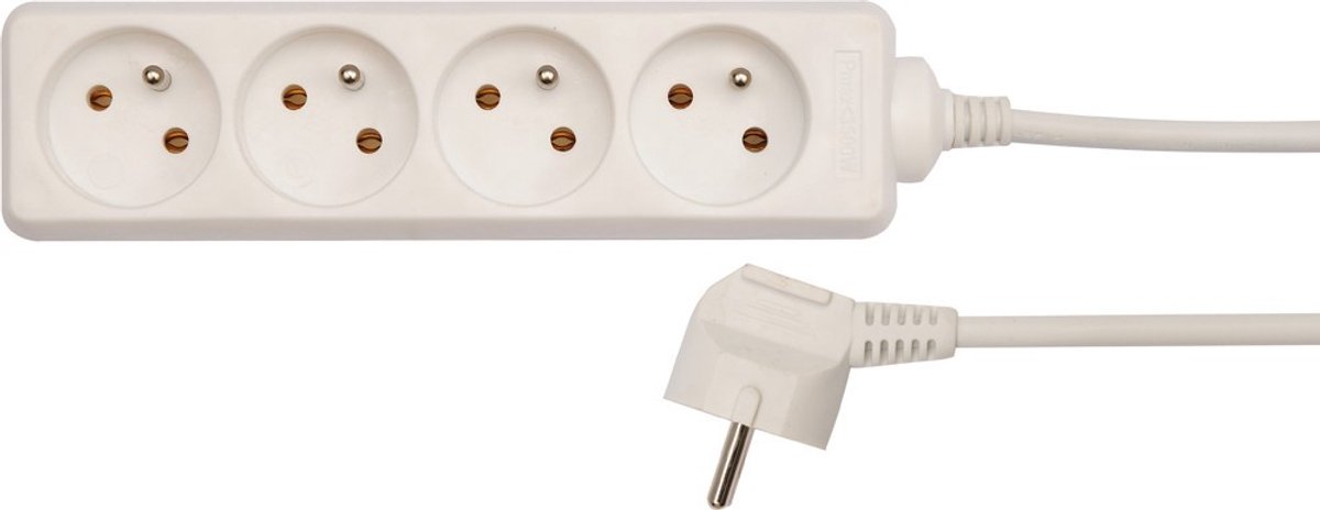 Vorel - Elektrische Verlengkabel - 4 Geaarde Stopcontacten - Wit - 5m