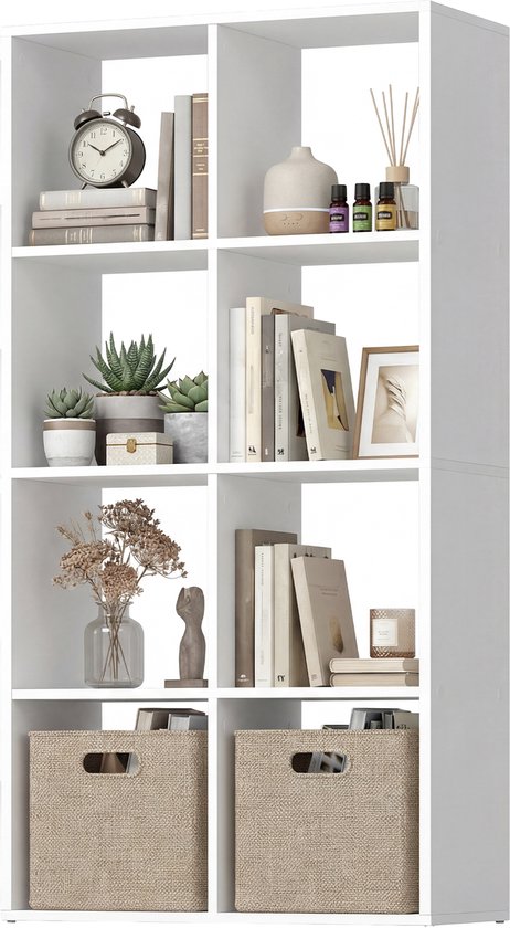 VASAGLE - Kast - Boekenkast - Staande Kast met Open Vakken - 4-Laags Kubusrek - Voor Woonkamer Slaapkamer Kantoor