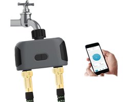 WiFi beregeningstimer – Slimme waterklok voor tuinslang, app-bediening, werkt met Alexa en Google Assistant, 2 aansluitingen