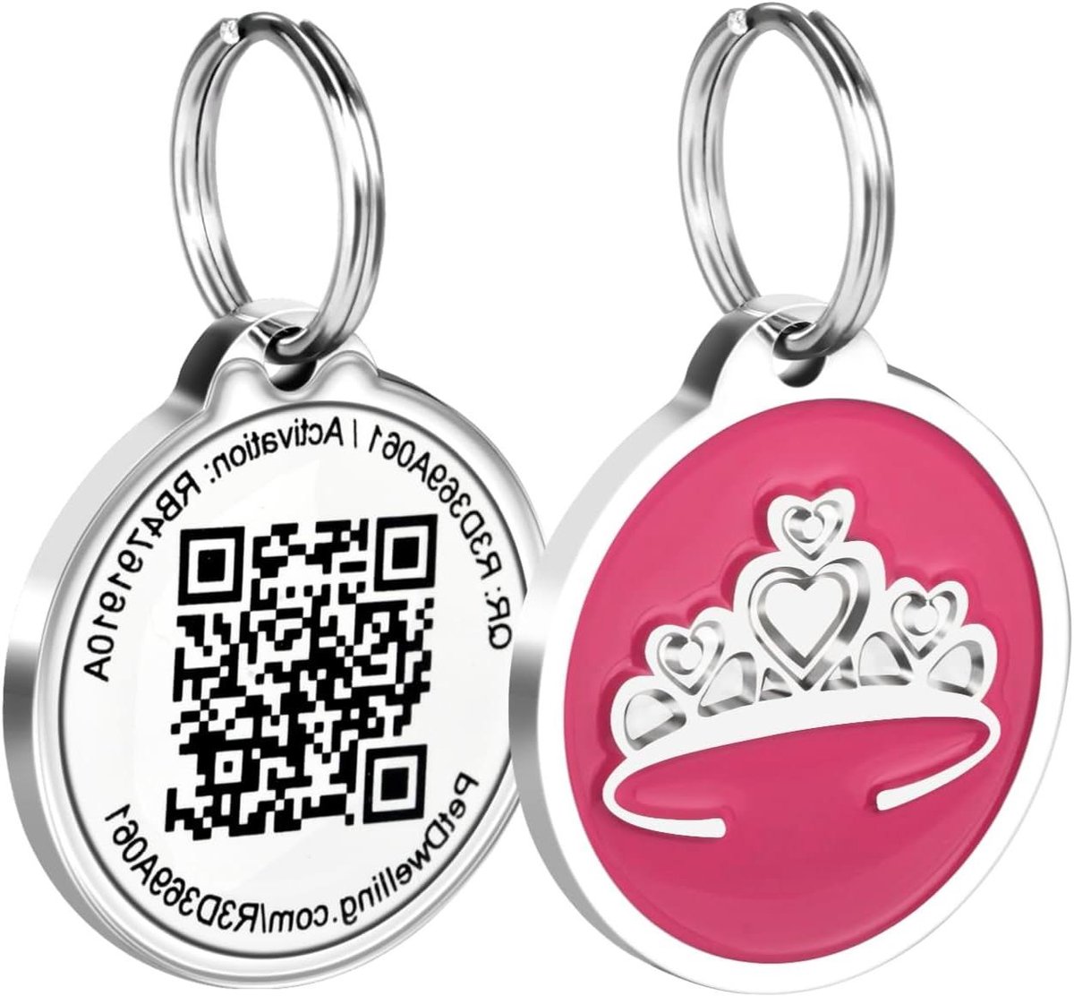 Huisdier ID Tag - Honden Katten Penning - Huisdier Veiligheid - QR Code Scan - 3.2 x 2.9 cm - Roze
