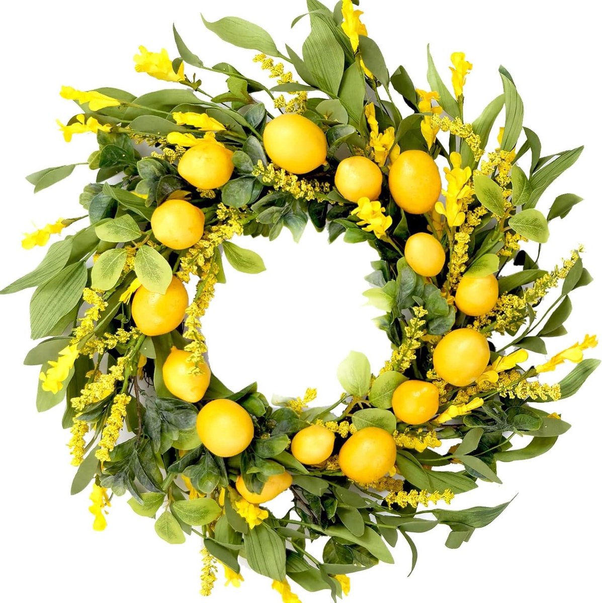 Citroen Krans - Voordeur Decoratie - Lente Decoratie - Handgemaakt - 20 Inch Diameter - Groen