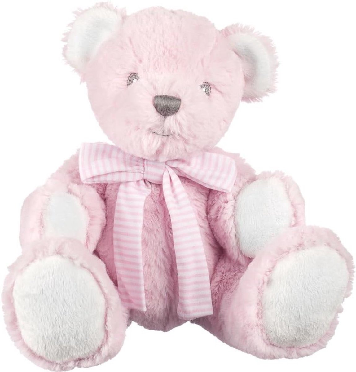 Pluche Teddy Beer - Knuffelbeer Rammelaar - Baby Speelgoed - Geïntegreerde Rammelaar - 17.8 cm - Roze