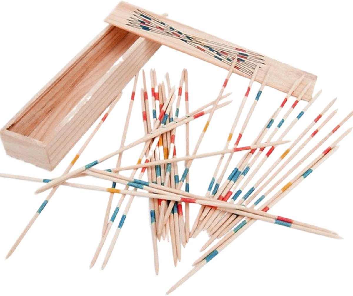 Stokken Oppakken Spel - Tafelspel Speelgoed - Kind Ontwikkeling - Houten Materiaal Inclusief Doos - 18 cm Stokken