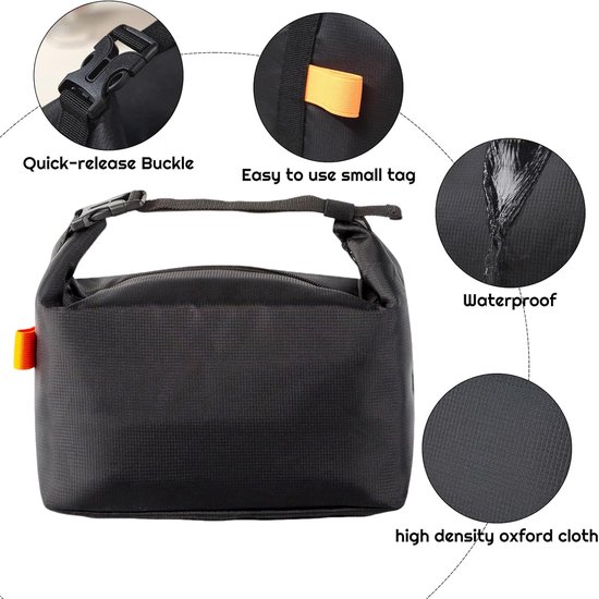 Stijlvolle lunchtas, unisex - herbruikbare, geïsoleerde en lekvrije lunchtas, geschikt voor kinderen, mannen, vrouwen en volwassenen, ideaal voor werk, school, picknicks en reizen - 8 liter (zwart) — afbeelding 2