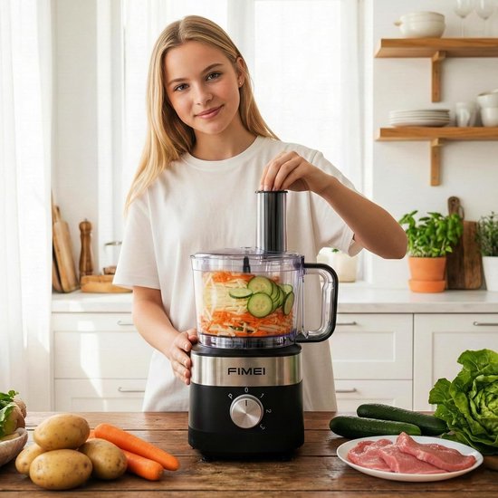 Keukenmachine - Keukenrobot hakmolen - Allround bereidingen - Krachtig 800W motor - 20 x 18.5 x 43cm - Zwart — afbeelding 4