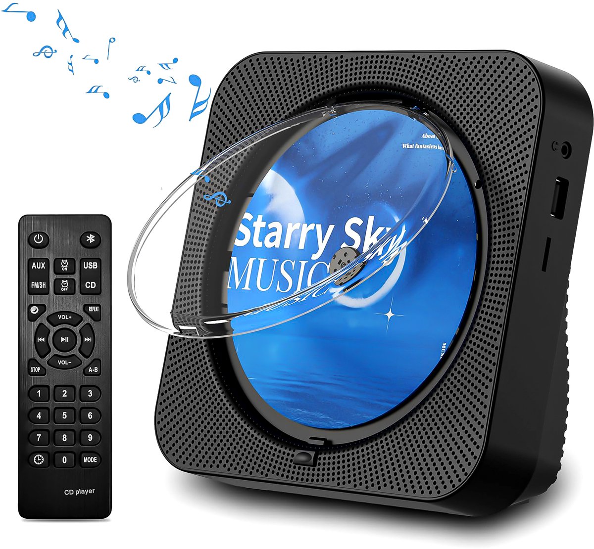 Discman - Walkman - Draagbare CD Speler met Bluetooth - Ingebouwde Speaker - Inclusief Afstandsbediening - Radio - Timer - Zwart