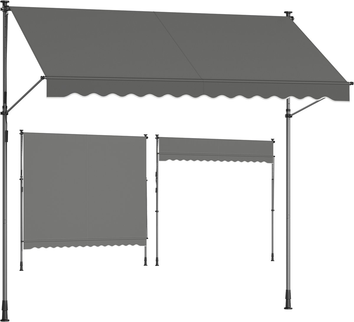SONGMICS - Zonnescherm - Klemmzonwering voor Balkon - In Hoogte Verstelbaar - Met Handslinger - Voor Balkon Terras Tuin