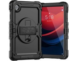 Hoes met ingebouwde Screenprotector Geschikt voor Lenovo Tab M11 / K11 | Inclusief 360° Draaibare Handriem en Schouderriem | Extreme bescherming | Ideaal voor zakelijk gebruik | Zwart