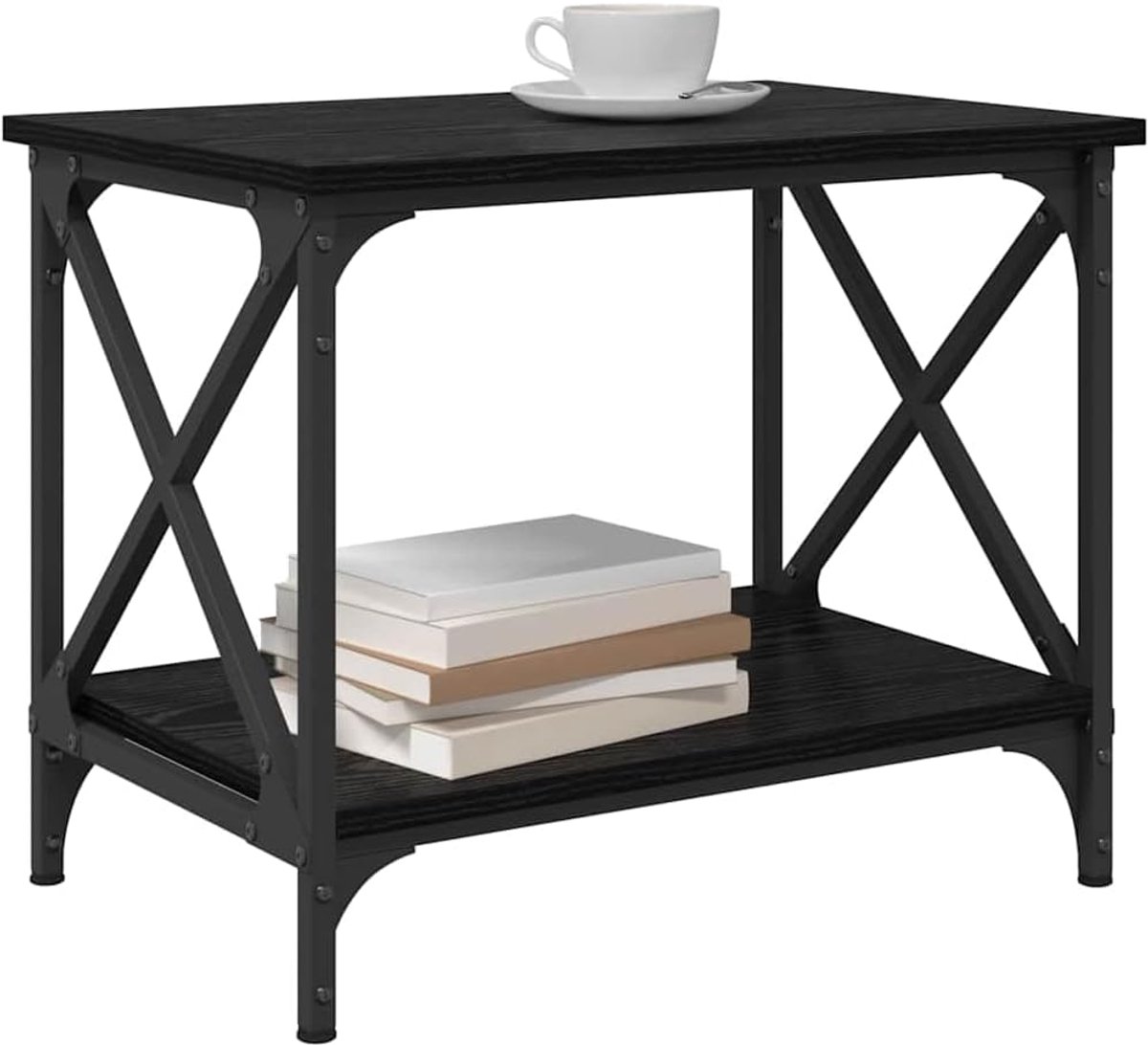 Bijzettafel - Moderne Tafel - Woonkamer Meubel - Stalen Frame - 55 x 38 x 45 cm - Zwart