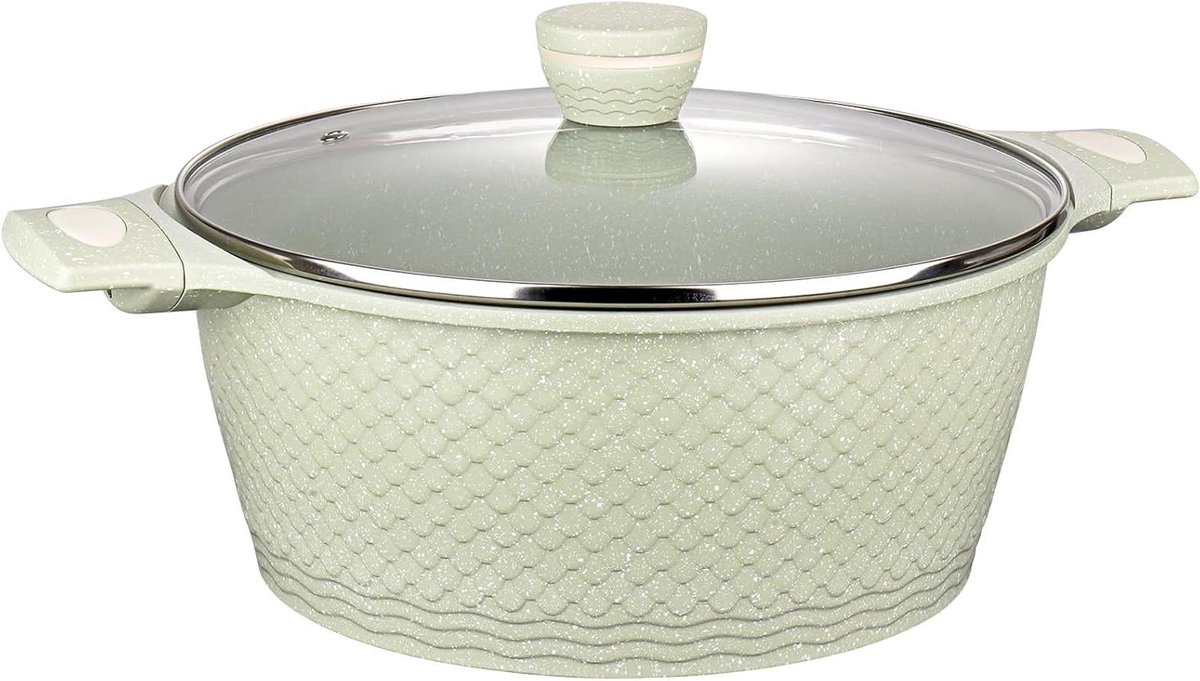 Grote Soeppan - Kookpan Stoofpan - Grote Porties Koken - Pfas Vrij Graniet - 6.6L 28CM - Groen