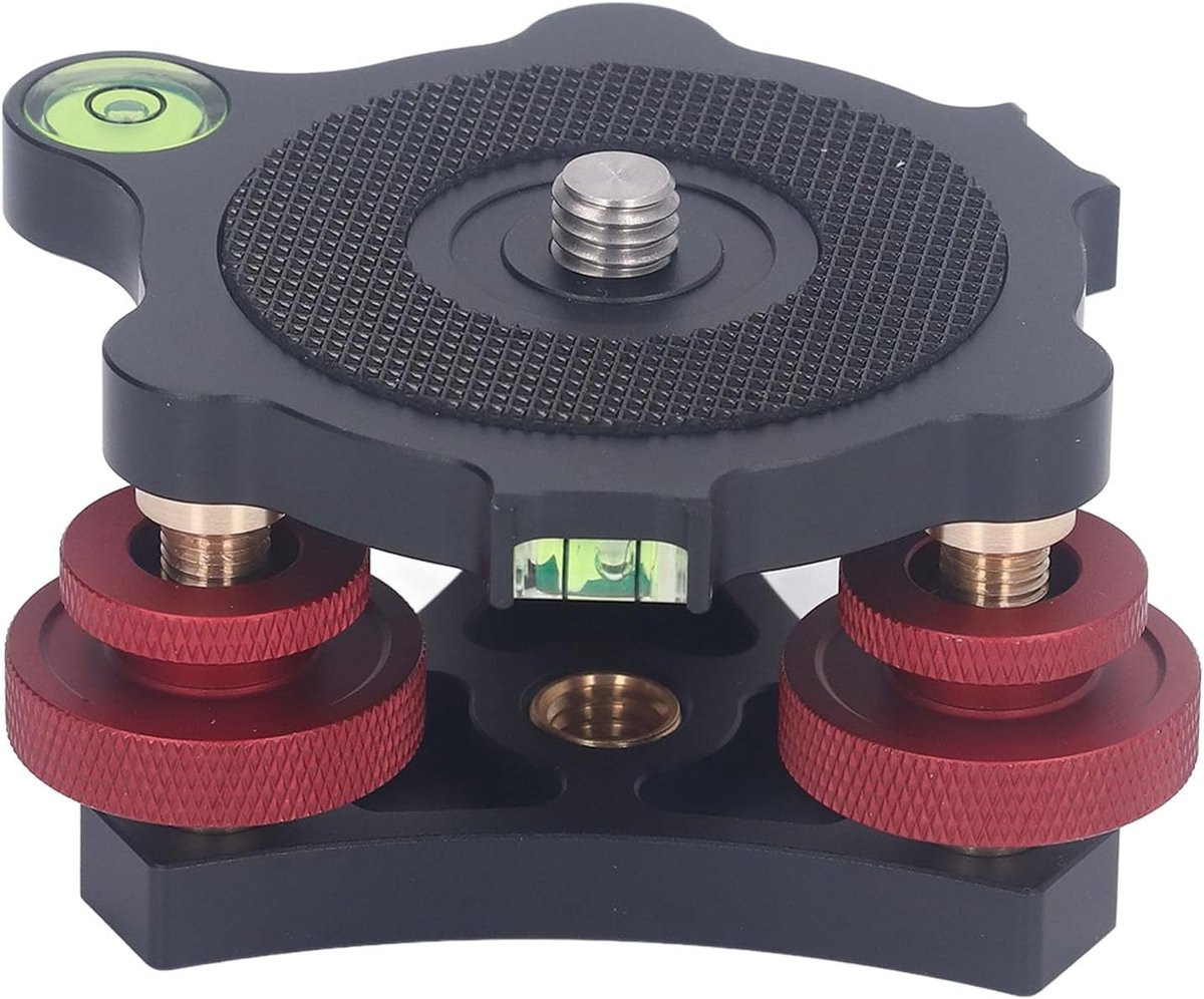 Statief Leveling Base - Camera Stabilisator - Nauwkeurig Fotograferen - Drievoudige Waterpas - 3/8 Inch Schacht - Zwart