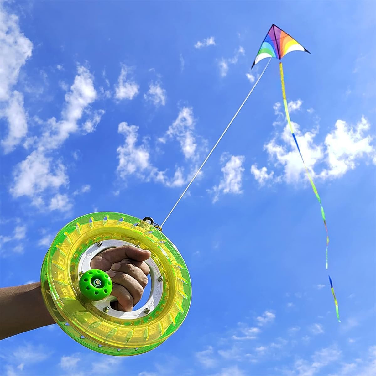 Lijn Winder - Vlieger Accessoire - Buiten Spelen - Klaar voor Gebruik - 24 cm Breed - Groen