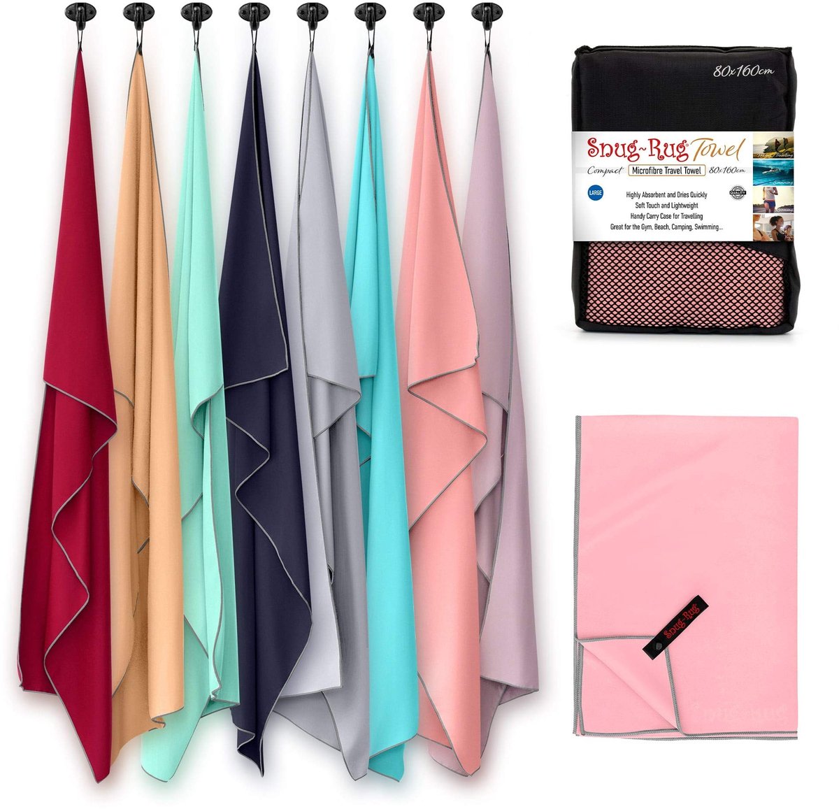 Store_9 - Microfibre Towel - Sneldrogend - Ultrazacht - Large 80 x 160 cm - Ideaal voor Sport en Strand - Salmon Pink