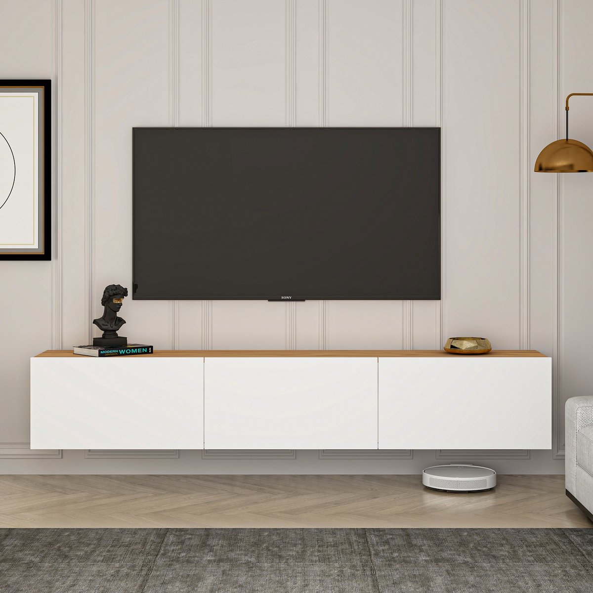 Skye Decor West TV-meubel Atlantic Pine - TV-meubel - Wit - Spaanplaat Witte Atlantische den