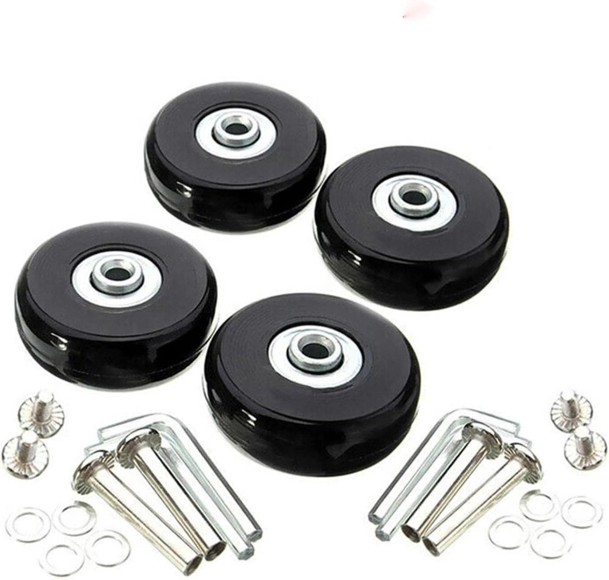 Kofferwielen Vervangingsset - Wielenset Koffer - Reizen Repareren - Stil Rubber Materiaal - 45x18MM - Zwart