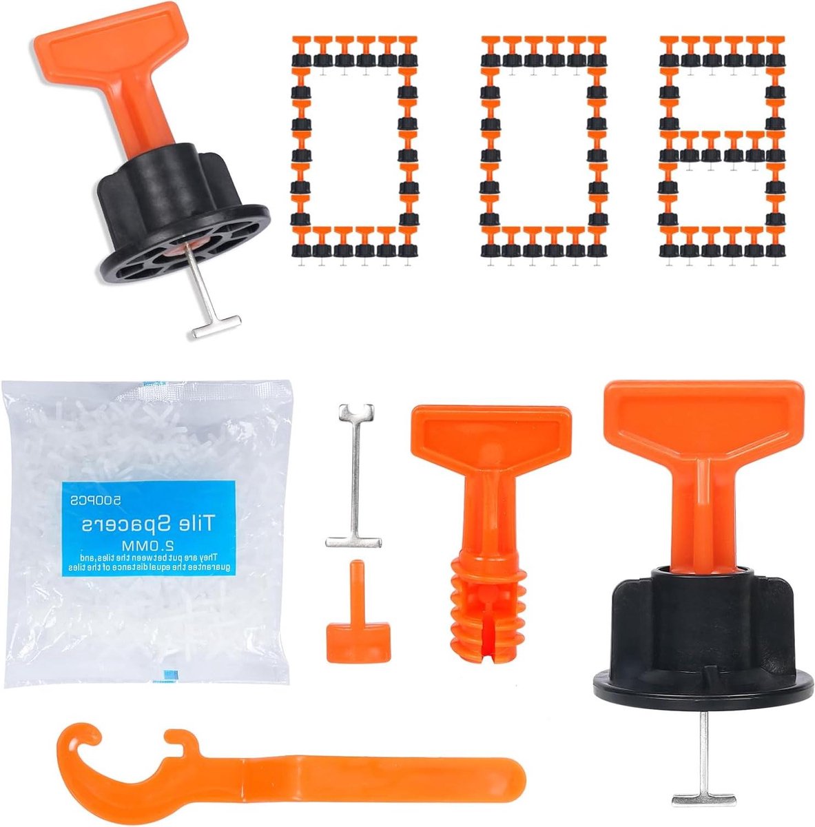 Tegelnivelleringssysteem Kit - Tegel Leveler Spacer - Vloeren Egaliseren - Herbruikbaar Duurzaam Ontwerp - 800 stuks - Niet gespecificeerd