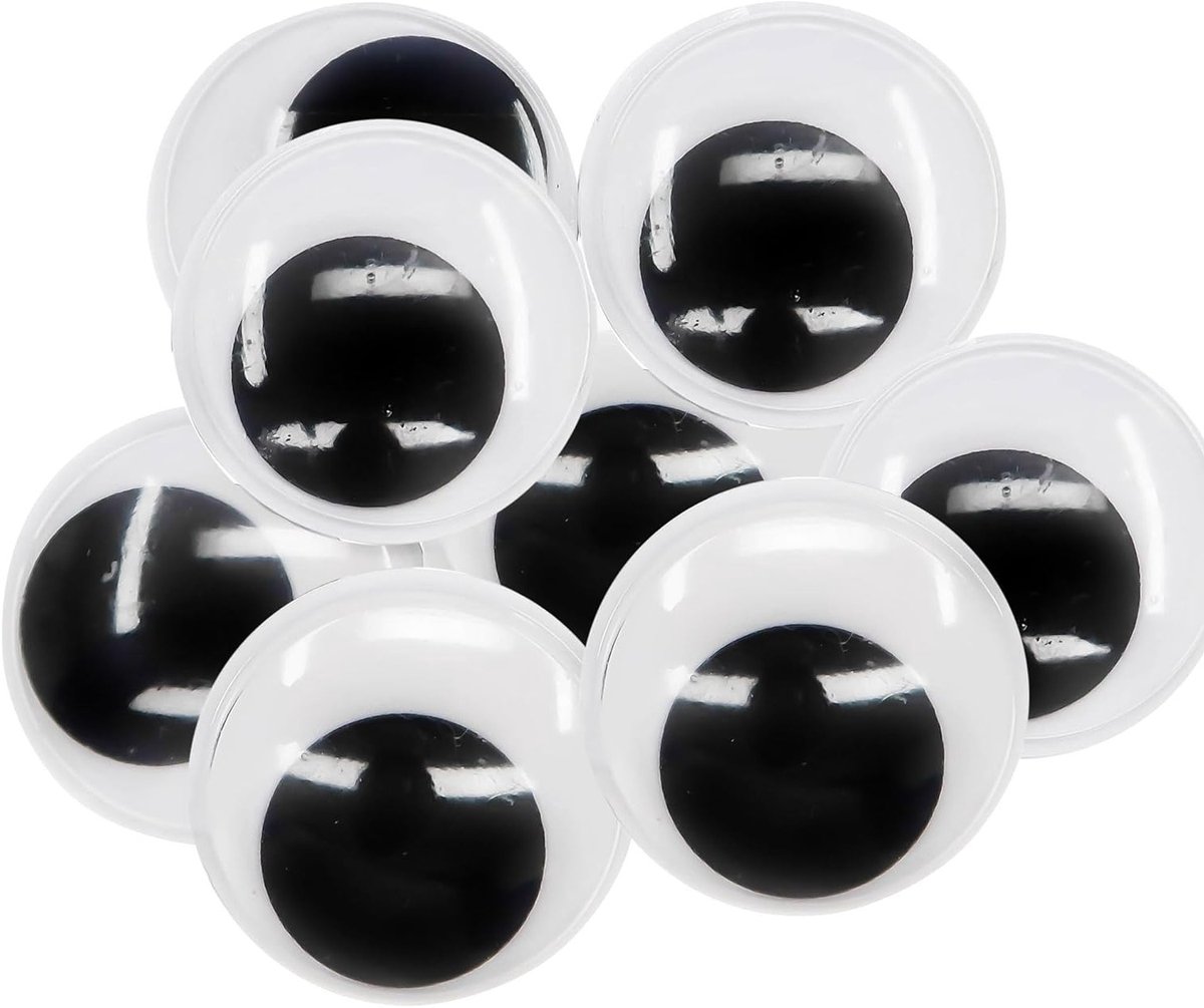 8 Stuks Zelfklevende Wenkbrauwogen Rond Zwart-Wit 60mm voor DIY Scrapbooking en Creatieve Knutselprojecten