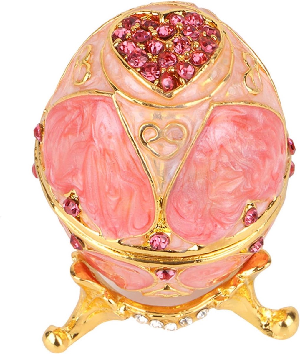 Vintage Paasei Sieraden, Roze Eieren Sieraden, Eieren Diamanten voor Kerst, Sieraden Doos en Decoratie