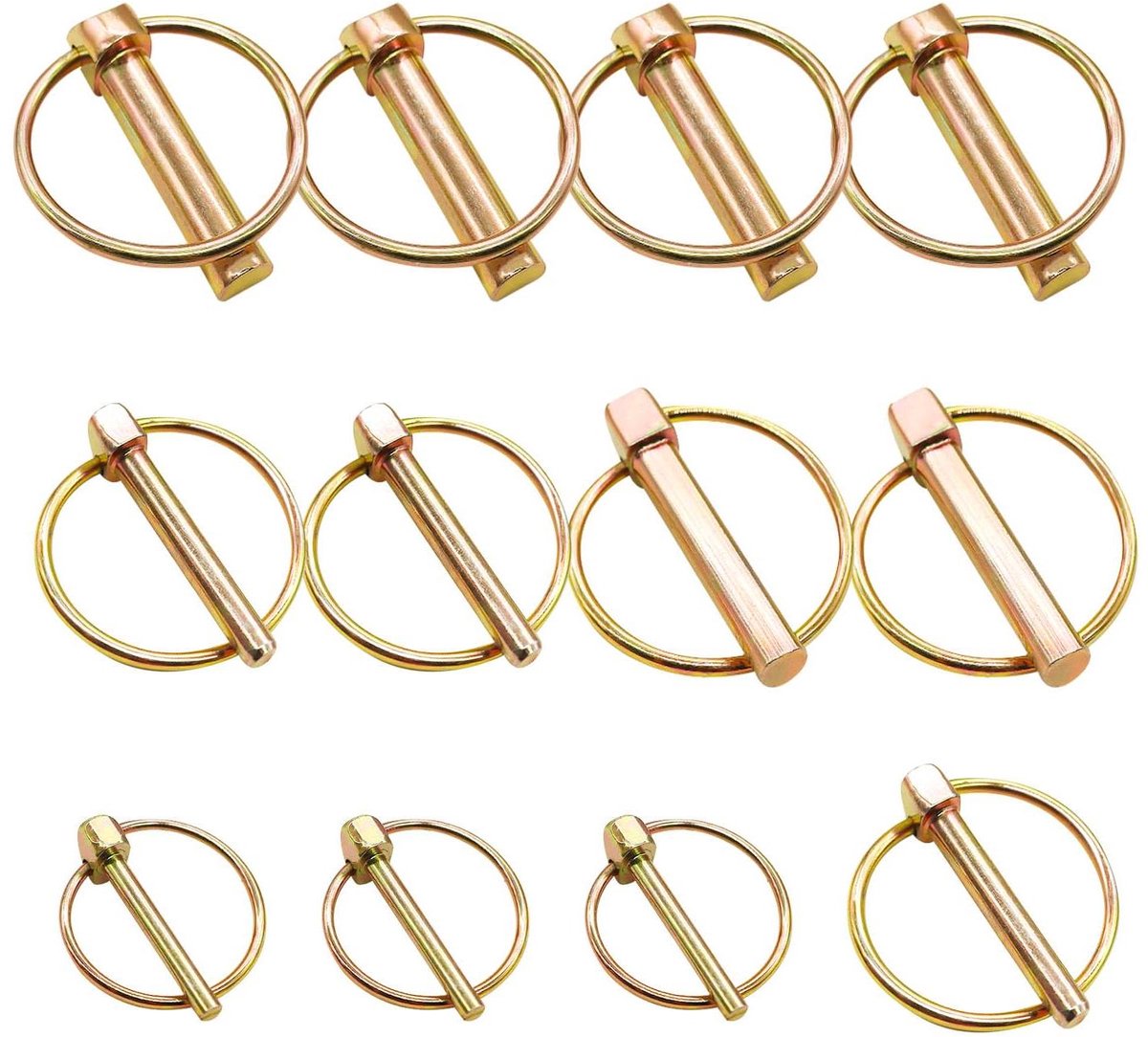 Lynch Pin Assortment Kit - Tractor Pins - Bevestigen van Aanhangers - Corrosiebestendig Koolstofstaal - 12 Stuks - Geel
