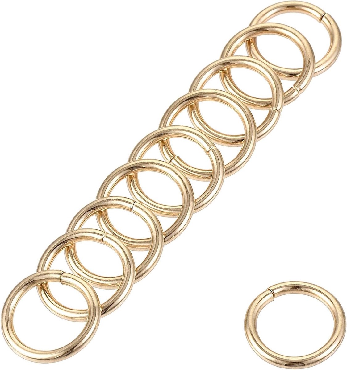 50 Stuks Metalen O-Ringen 20mm ID, 2mm Dikte, Multifunctionele O-Ringen voor Handwerk, Sterke en Duurzame Ringen in Gouden Kleur