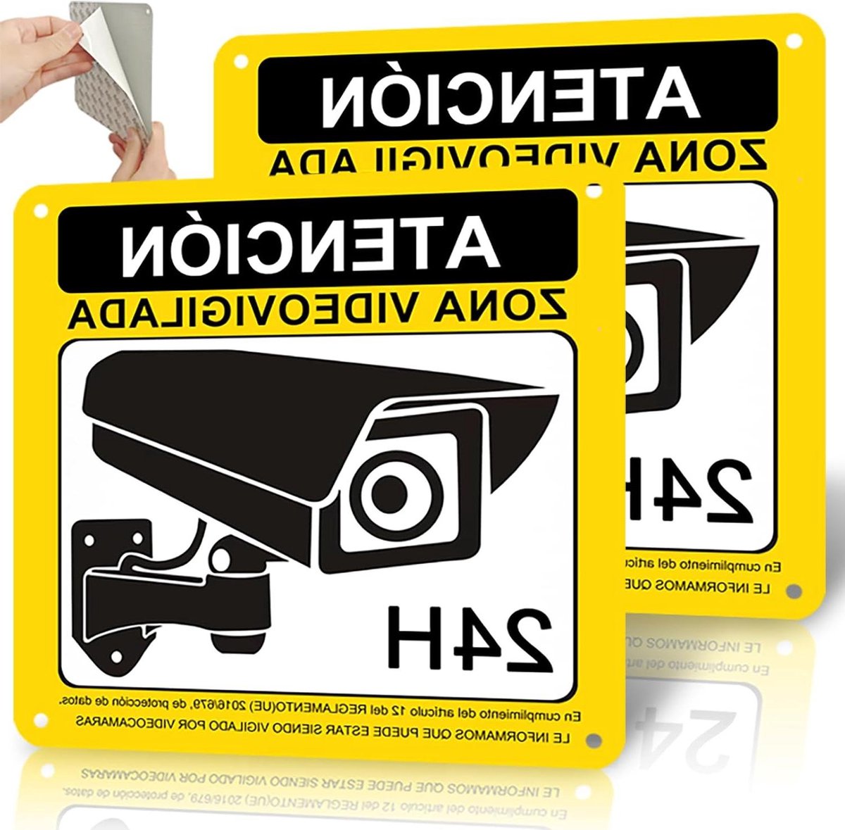 Veiligheidsborden - Bewakingsborden Camerabewaking - Diefstal Preventie - Roestvrij Aluminium - 15 x 15 cm - Zwart