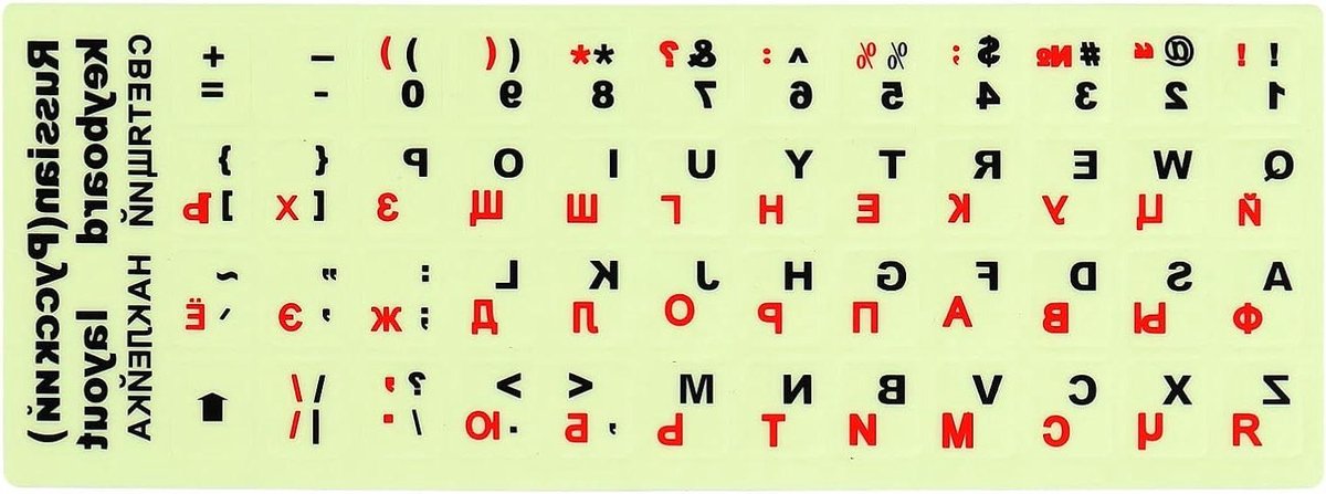 Toetsenbord Stickers - Verlichte Toetsen - Taal Conversie - Gloeit in Donker - 11 x 13mm - Rood
