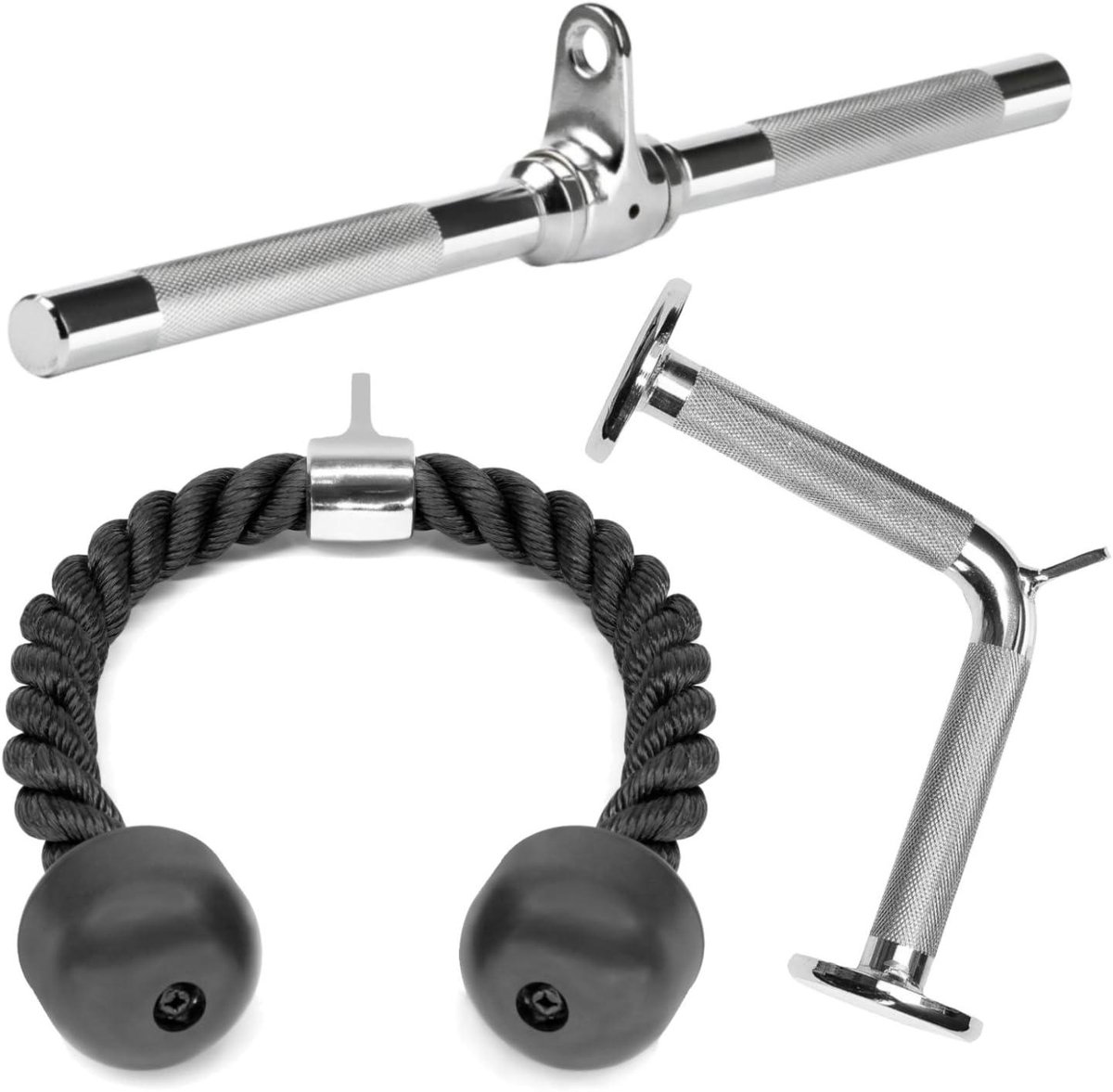 Kabel Trainingsset - Fitness Accessoires - Krachtopbouw - Verschillende Handgrepen - 27 Inch - Zilver