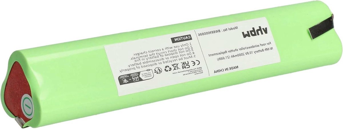 Reserveaccu Rolgordijn - Batterij Dakraam - Elektrische Jaloezieën - NiMH Technologie - 2000 mAh 108V - Zwart