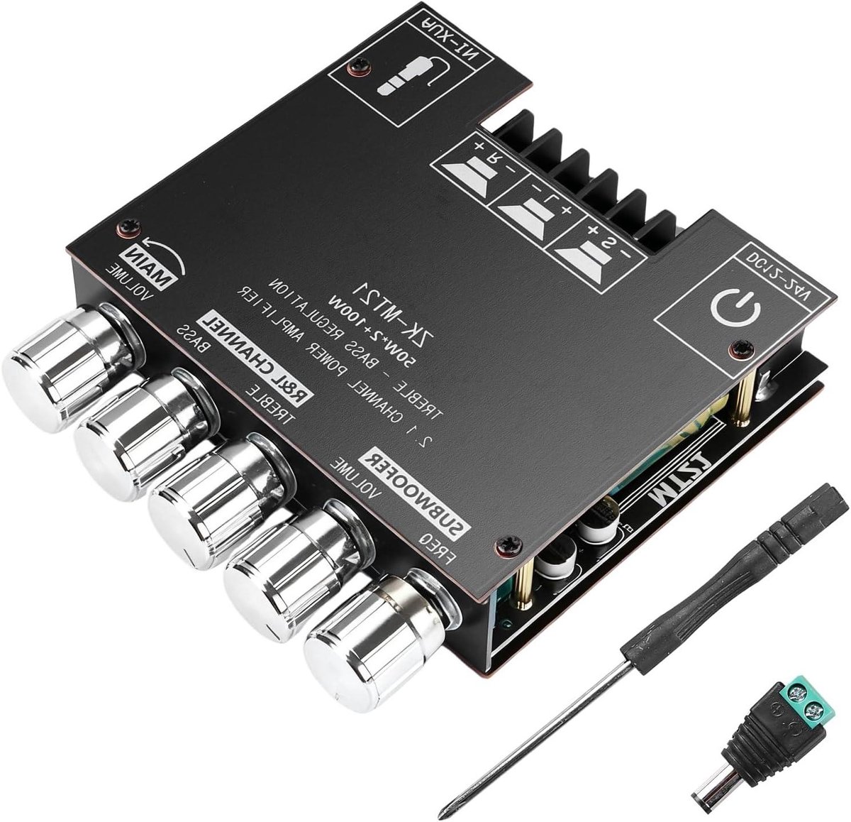 HiFi Audio Versterker - 2.1 Kanaals Versterker - Muziek Streamen - Bluetooth 5.0 AUX Ingang