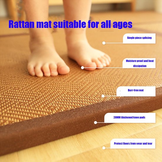 Tatami Mat - Japanse Vloermat Rotan - Zomerse Rust - Opvouwbaar Ontwerp - 60x60cm - Niet gespecificeerd van Merkloos — afbeelding 4