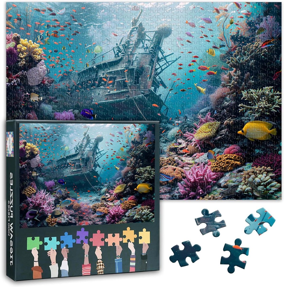 Onderwater Wereld Puzzel - Legpuzzel Volwassenen - Ontspannend Gezelschap - 1000 Stukjes - 70 x 50 cm - Zinken Scheepswrack