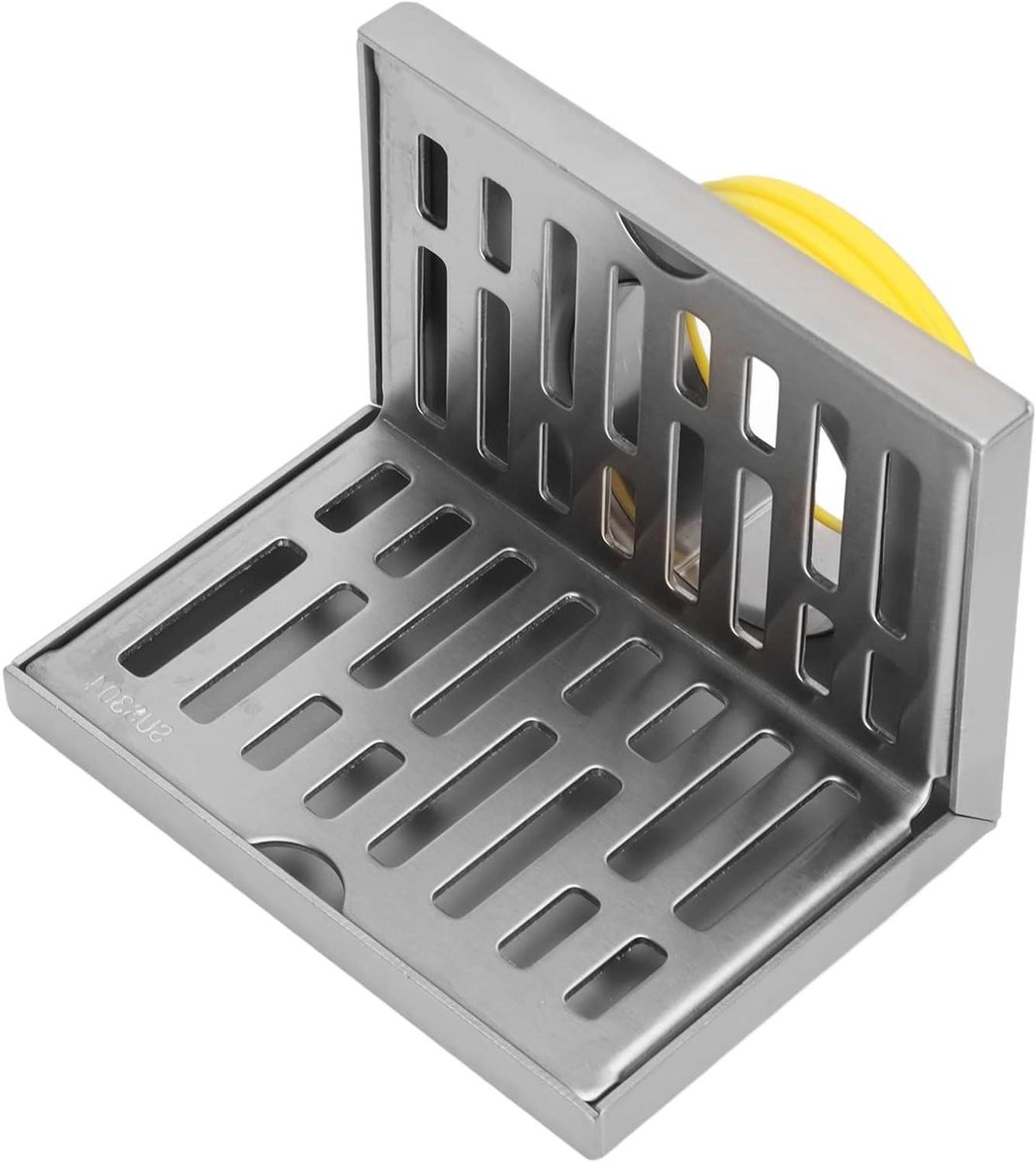 Roestvrijstalen Hoekafvoer - L-vormige Afvoer - Efficiënte Waterafvoer - Corrosiebestendig Tekenproces - 5.9 cm Diameter - Zilver