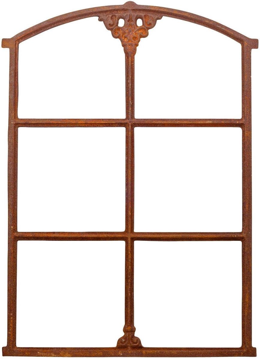 Schuurraam - Decoratief raam - Tuin decoreren - Gemaakt van gietijzer - 75 cm hoog - Roest afwerking