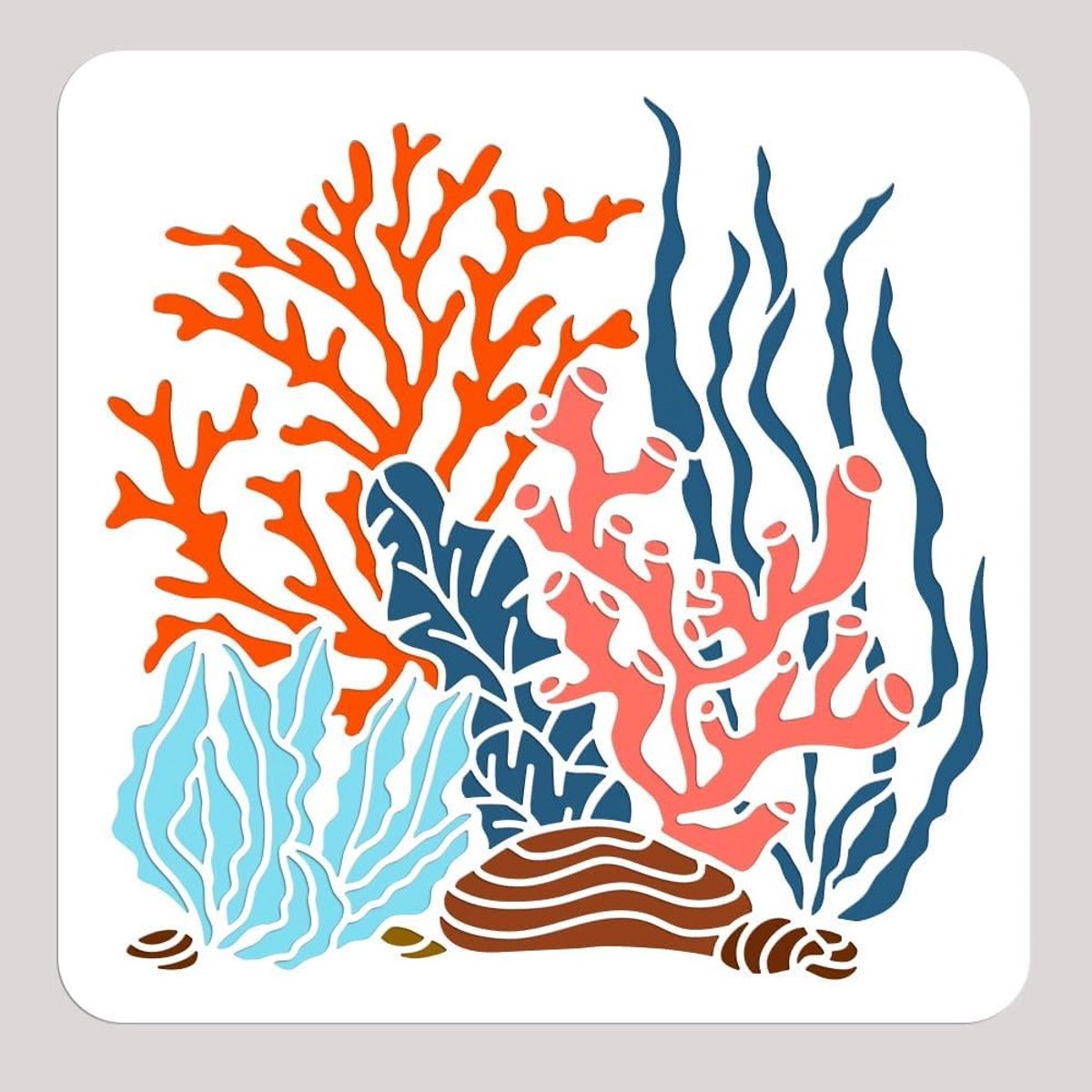 Coral Seagrass Verf Sjabloon 30x30cm Herbruikbare Creatieve Stencils voor Hout, Stof en Muurdecoratie