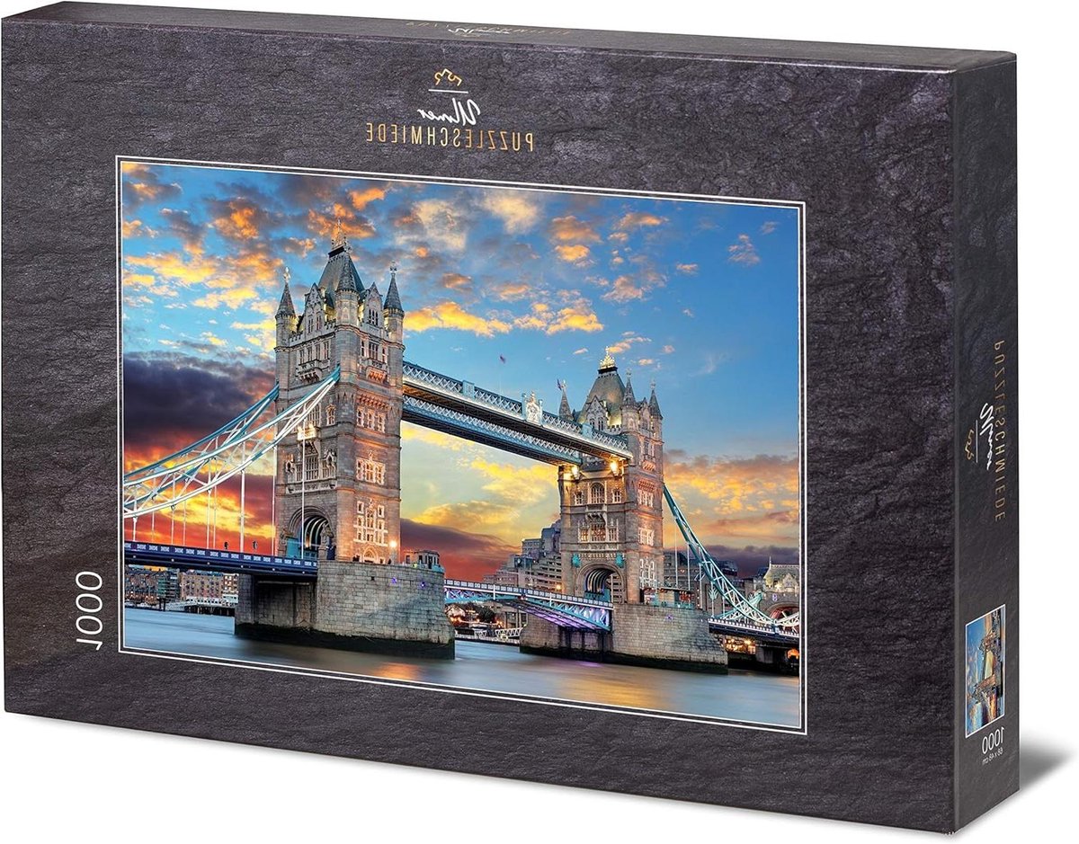 Legpuzzel Torenbrug - Stadsgezicht Puzzel - Ontspannend Puzzelen - Made in Germany Kwaliteit - 1000 Stukjes - Gouden Zonsondergang