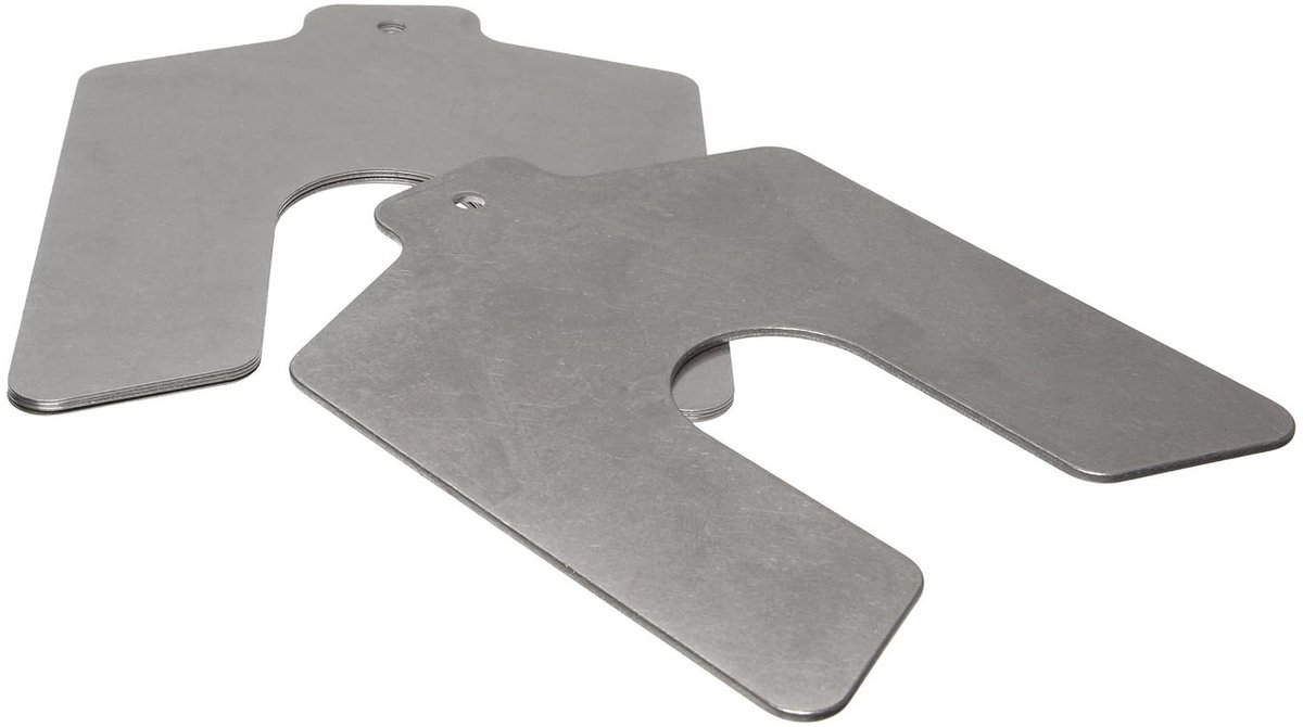 Roestvrij stalen sleuven kit - Shim set - Machine nivelleren - Roest en corrosiebestendig - 4" x 4" - Zilver