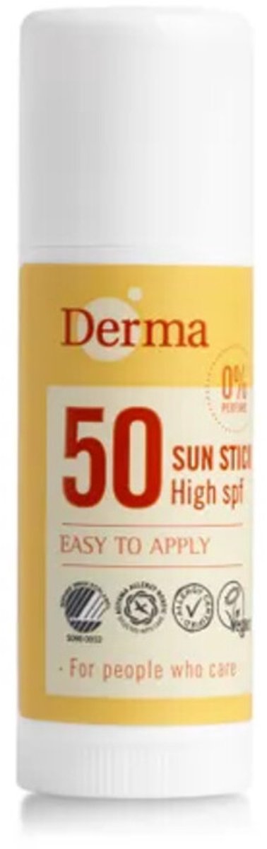 Derma Eco Sun SPF 50 Zonnebrand Stick - 15 ML - Hoge Bescherming - Zonverzorging - Natuurlijke Ingrediënten
