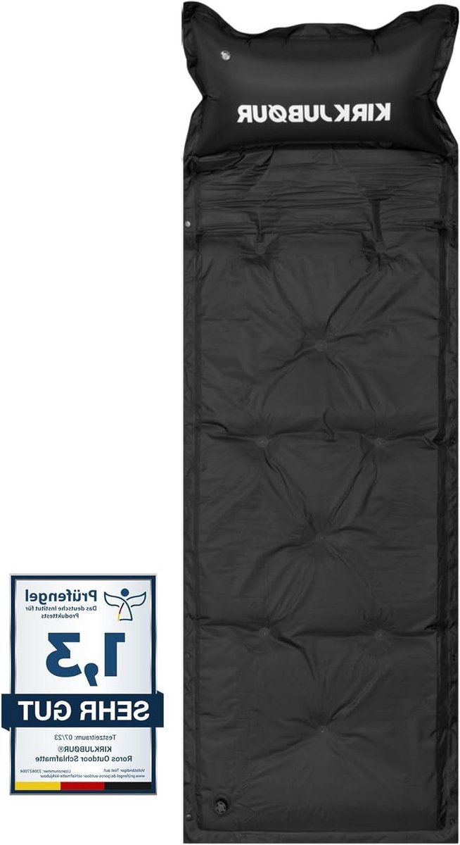 Zelfopblazende Slaapmat - Kampeer Mat Hoofdkussen - Outdoor Kamperen - Geïntegreerd Hoofdkussen - 175 x 60 x 3 cm - Zwart