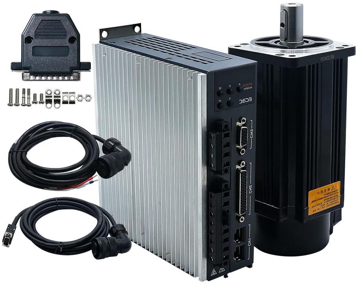 Servomotor 1kW - AC Servo Motor - Precisie Bewegingscontrole - Hoge Nauwkeurigheid Encoder - 4Nm Koppel - Zilver