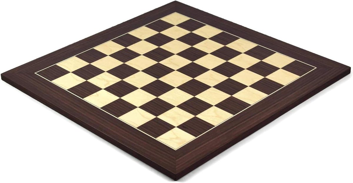 Schaakbord Houten - Inlegbord Speelbord - Strategische Spellen Spelen - Macassar Esdoorn Inleg - 50 cm x 50 cm - Bruin